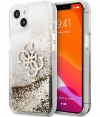 Guess Big 4G Liquid Glitter Case - iPhone 13 Mini (5.4") - Goud