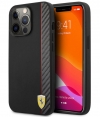 Ferrari Smooth Carbon Back Case iPhone 13 Pro Max (6.7") - Zwart