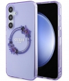 Guess Flowers Wreath Back Case - Samsung Galaxy S24 Plus - Paars