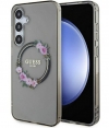Guess Flowers Wreath Back Case - Samsung Galaxy S24 Plus - Zwart