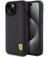 Ferrari Carbon Printed Stripe Back Case - iPhone 15 (6.1") Zwart