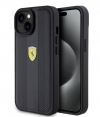 Ferrari Hot Stamp Groove Back Case - iPhone 15 (6.1") - Zwart