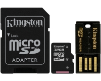 Kingston 32GB MicroSDHC Class 4 + SD Adapter + USB reader