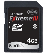 Sandisk 4GB Extreme III SDHC Card Class 6 (SD-Kaart 20MB/s, 133x)