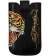 Ed Hardy Universal Pouch Case with Pull Tab and Snap - Tiger