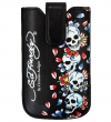 Ed Hardy Universal Pouch Case with Pull Tab and Snap Skull Black