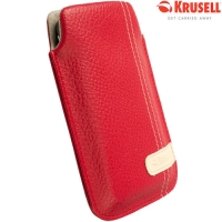 KRUSELL Gaia Luxe Leather Mobile Pouch Tasje Red Large | 95298