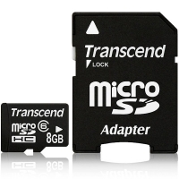 Transcend 8GB MicroSD Card Class 6 incl. SD-Adapter (MicroSDHC)