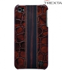 Trexta Snap on Cover Leather & Wood Series Ebony Apple iPhone 4
