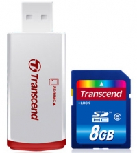 Transcend 8GB SDHC Card Class 6 Premium + USB Card Reader