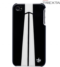 Trexta Snap on Cover Leather Autobahn 2 White on Black iPhone 4