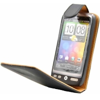 Leather Case Flip Black / Leren Hoesje voor HTC Desire