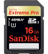 Sandisk 16GB Extreme Pro SDHC UHS-1 Full HD Video (45MB/s, 300x)