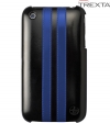 Trexta Snap on Cover Leather Racing 2 Blue on Black iPhone 3G 3GS