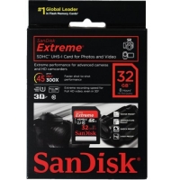 Sandisk 32GB Extreme SDHC Class 10 Full HD Video (45MB/s, 300x)