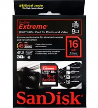 Sandisk 16GB Extreme SDHC Class 10 Full HD Video (45MB/s, 300x)