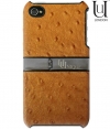 Uunique Safari Leather Shell Hard Case Ostrich Tan v. iPhone 4/4S