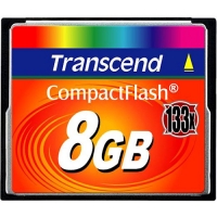 Transcend 8GB Compact Flash Card 133x (r: 45MB/s w:21MB/s)