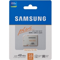 Samsung 16GB SDHC Plus Class 10 / UHS-1 Ultra High Speed (48MB/s)