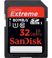Sandisk 32GB Extreme SDHC UHS-1 Full HD Video (80MB/s, 533x)