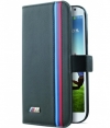 BMW Motorsport Real Leather BookCase for Samsung Galaxy S4 - Grey