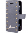 Guess Folio Leather Book Case for iPhone 5/5S/SE - Studded Silver