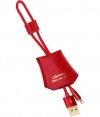 Usams Woven Lightning Kabel met Leren Hoesje (30cm) - Rood