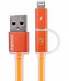 Remax Aurora USB naar Micro USB en Lightning Kabel - Oranje (1m)