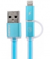 Remax Aurora USB naar Micro USB en Lightning Kabel - Blauw (1m)