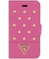 Guess Tessi Leather Book Case for iPhone 5/5S/SE - Studded Pink