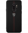 Ferrari Stripe Leather Hard Case - Samsung Galaxy S9 Plus - Zwart