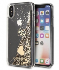 Guess Hearts Liquid Glitter HardCase iPhone X/XS (5.8") - Goud
