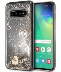 Guess Hearts Liquid Glitter HardCase Samsung Galaxy S10 - Goud