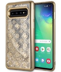 Guess 4G Peony Liquid Glitter HardCase Samsung Galaxy S10 - Goud