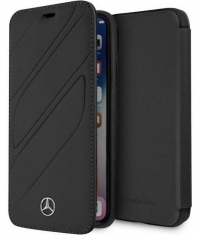 Mercedes-Benz New Organic Leather BookCase - iPhone X/XS - Zwart