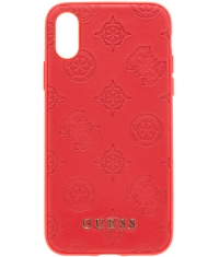 Guess Peony Debossed Logo Hard Case - iPhone X/XS (5,8'') - Rood