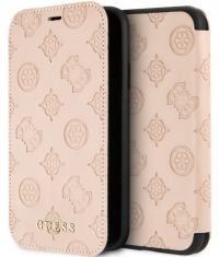 Guess Peony Debossed Logo Book Case - iPhone XR (6.1") - Taupe