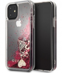 Guess Hearts Liquid Glitter Hard Case - iPhone 11 (6.1") - Roze