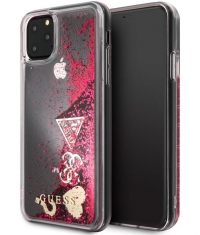 Guess Hearts Glitter Hard Case iPhone 11 Pro Max (6.5") - Roze