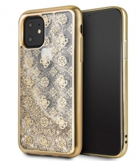 Guess 4G Peony Liquid Glitter Hard Case - Apple iPhone 11 - Goud