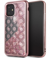 Guess 4G Peony Liquid Glitter Hard Case - Apple iPhone 11 - Roze