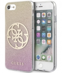Guess Circle Glitter Hard Cover iPhone 7/8/SE (2020) - Roze/Goud