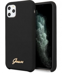 Guess Silicone Retro Hard Case iPhone 11 Pro Max (6.5'') - Zwart