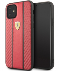 Ferrari Stripe Carbon Hard Case - iPhone 11 (6.1") - Rood