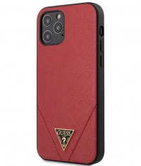 Guess Saffiano V-Stitch Hard Case iPhone 12/12 Pro (6.1") - Rood