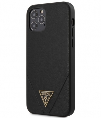 Guess Saffiano V-Stitch Hard Case iPhone 12 Pro Max (6.7") Zwart
