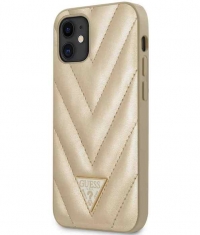 Guess V-Quilted Hard Case - Apple iPhone 12 Mini (5.4") - Goud