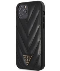 Guess V-Quilted Hard Case - Apple iPhone 12/12 Pro (6.1") - Zwart