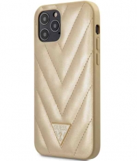 Guess V-Quilted Hard Case Apple iPhone 12 Pro Max (6.7") - Goud