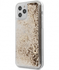 Guess Charms Liquid Glitter Case iPhone 12 Pro Max (6.7") - Goud